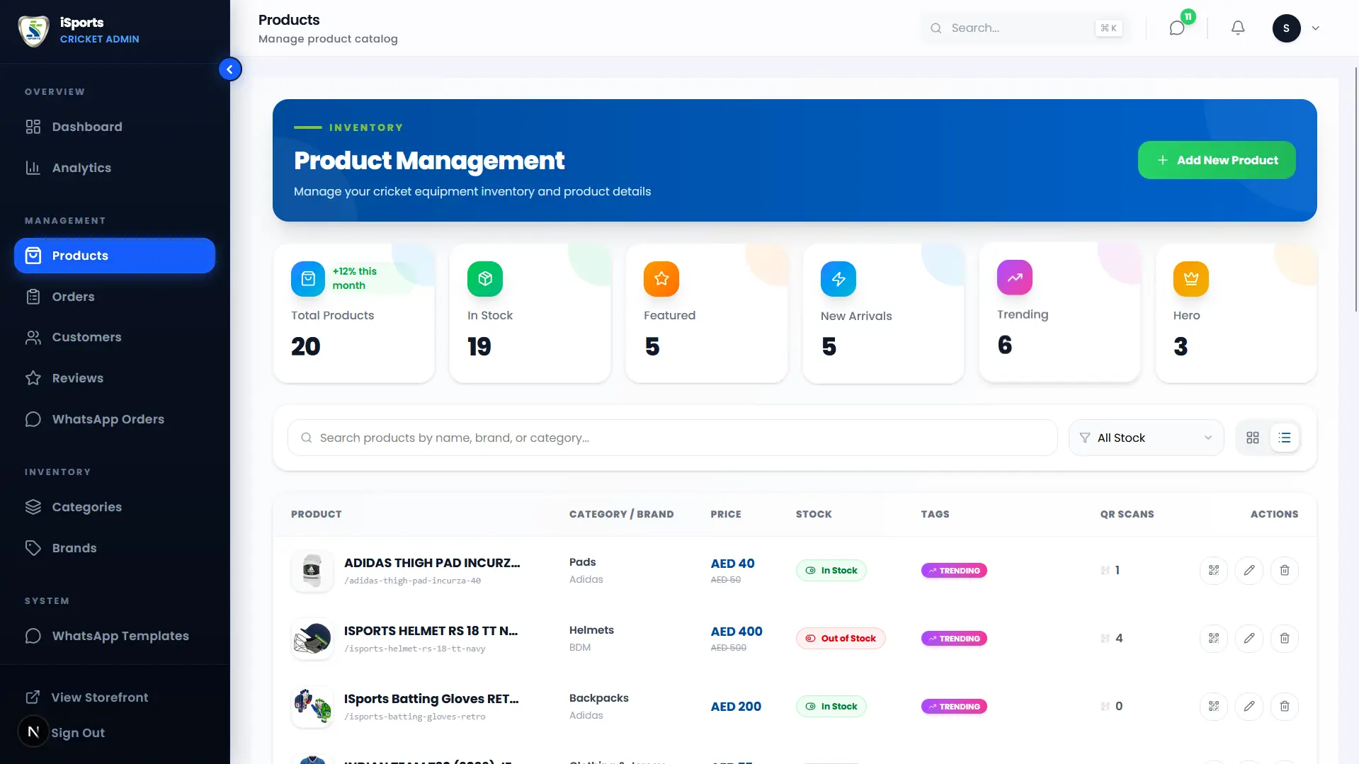 iSports Cricket Store - full platform showcase